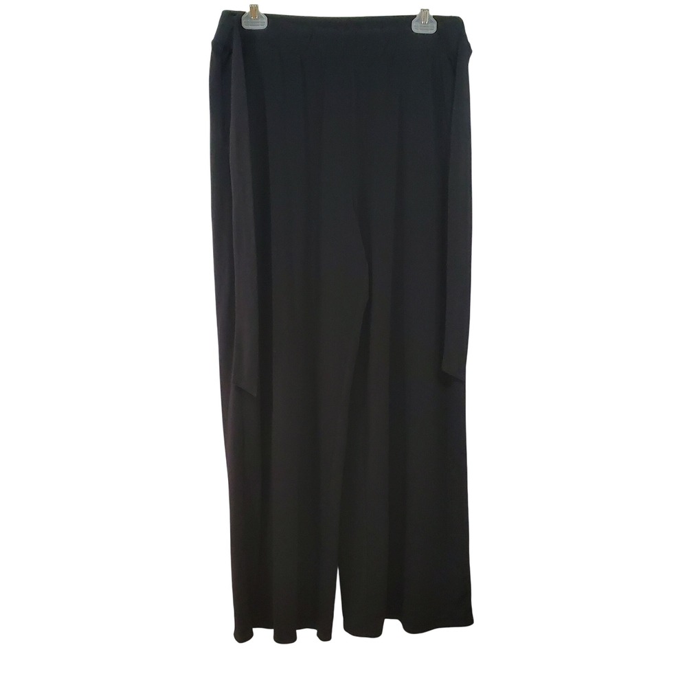Tahari Black Wide Leg Belted Lounge Pants Women's Size L Soft‎ Comfy